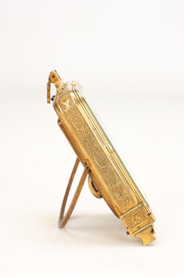 Lot ATT. THOMAS COLE, LONDON A MID 19TH CENTURY GILT BRASS ENGRAVED STRUT CLOCK RETAILED BY C.F. HANCOCK, LONDON