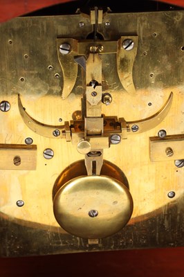 Lot 17 - SAMUEL THORPE, ABBERLEY. A LARGE GEORGE III MAHOGANY AND SATINWOOD INLAID TRIPLE FUSEE QUARTER CHIMING BRACKET CLOCK