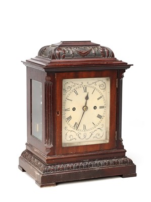 Lot A LATE 19TH CENTURY MAHOGANY DOUBLE FUSEE MANTEL CLOCK