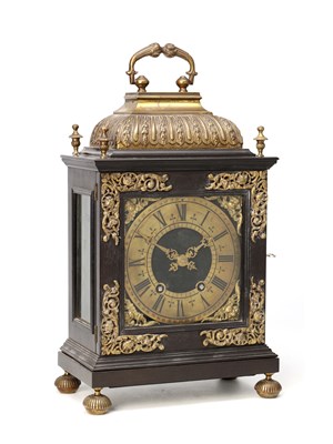 Lot A LATE 19TH CENTURY FRENCH EBONISED ORMOLU MOUNTED QUARTER CHIMING BRACKET CLOCK