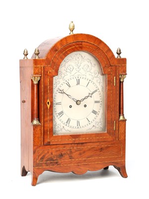 Lot AN EARLY 19TH CENTURY MAHOGANY DOUBLE FUSEE BRACKET CLOCK