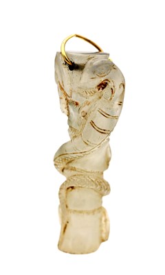 Lot A CHINESE PALE WHITE JADE CARVING OF A SNAKE