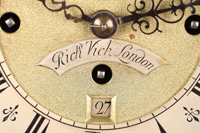 Lot 119 - RICHARD VICK, LONDON. A GEORGE II EBONISED MUSICAL BRACKET CLOCK
