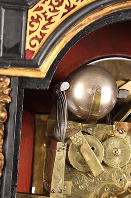 Lot 119 - RICHARD VICK, LONDON. A GEORGE II EBONISED MUSICAL BRACKET CLOCK