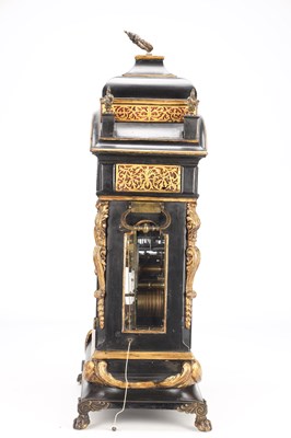 Lot 119 - RICHARD VICK, LONDON. A GEORGE II EBONISED MUSICAL BRACKET CLOCK