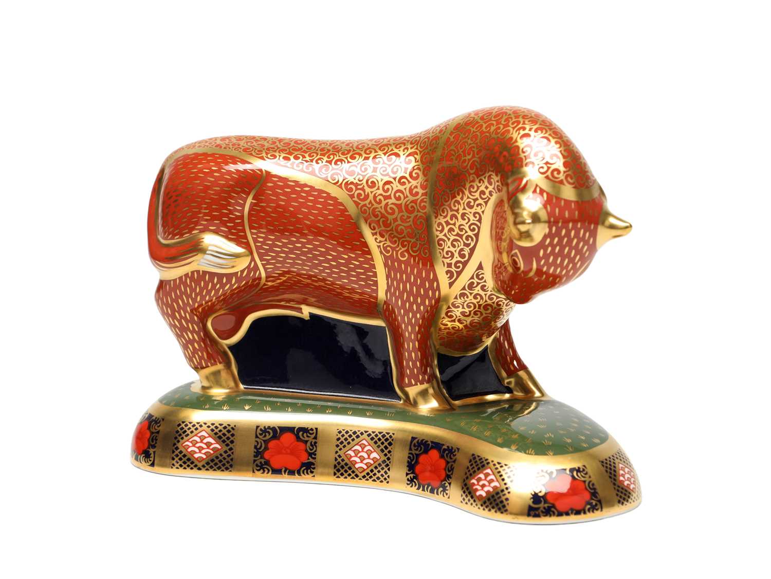 Lot A LIMITED EDITION ROYAL CROWN DERBY HARRODS IMARI BULL NO. 328