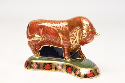 Lot A LIMITED EDITION ROYAL CROWN DERBY HARRODS IMARI BULL NO. 328