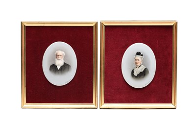 Lot A PAIR OF LATE 19TH CENTURY FRANZ TILL DRESDEN PORCELAIN PORTRAIT PLAQUES
