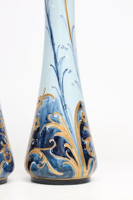 Lot WILLIAM MOORCROFT FOR JAMES MACINTYRE & CO. LTD. A RARE PAIR OF LATE 19TH CENTURY FLORIN WARE POTTERY VASES