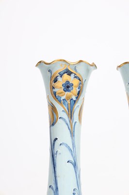 Lot WILLIAM MOORCROFT FOR JAMES MACINTYRE & CO. LTD. A RARE PAIR OF LATE 19TH CENTURY FLORIN WARE POTTERY VASES