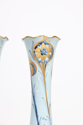 Lot WILLIAM MOORCROFT FOR JAMES MACINTYRE & CO. LTD. A RARE PAIR OF LATE 19TH CENTURY FLORIN WARE POTTERY VASES