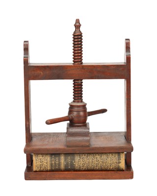 Lot AN 18TH CENTURY WALNUT AND ELM BOOK PRESS
