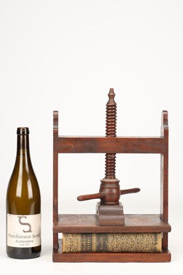 Lot AN 18TH CENTURY WALNUT AND ELM BOOK PRESS
