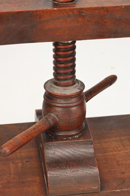 Lot AN 18TH CENTURY WALNUT AND ELM BOOK PRESS