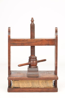 Lot AN 18TH CENTURY WALNUT AND ELM BOOK PRESS