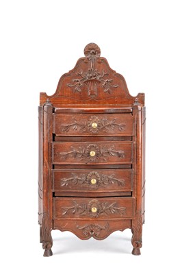 Lot A 19TH CENTURY FRENCH CARVED MINIATURE WALL MOUNTED CHEST OF DRAWERS