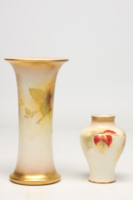 Lot TWO EARLY 20TH CENTURY ROYAL WORCESTER PORCELAIN VASES BY KITTY BLAKE