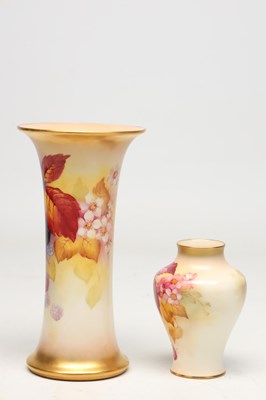 Lot TWO EARLY 20TH CENTURY ROYAL WORCESTER PORCELAIN VASES BY KITTY BLAKE