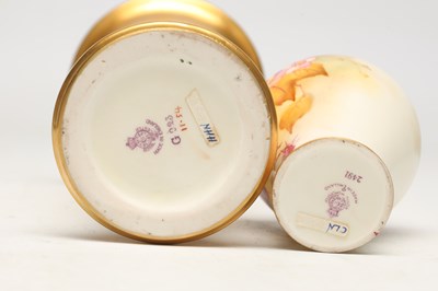 Lot TWO EARLY 20TH CENTURY ROYAL WORCESTER PORCELAIN VASES BY KITTY BLAKE
