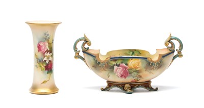 Lot TWO ROYAL WORCESTER HAND-PAINTED PORCELAIN PIECES