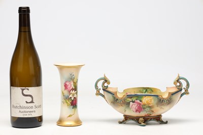 Lot TWO ROYAL WORCESTER HAND-PAINTED PORCELAIN PIECES