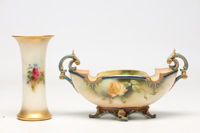 Lot TWO ROYAL WORCESTER HAND-PAINTED PORCELAIN PIECES