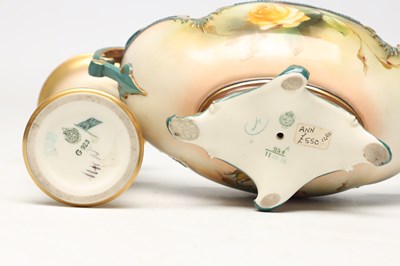 Lot TWO ROYAL WORCESTER HAND-PAINTED PORCELAIN PIECES
