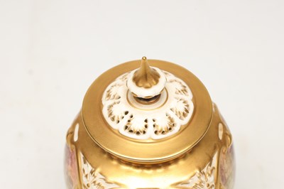 Lot A 20TH CENTURY ROYAL WORCESTER PORCELAIN FRUIT PAINTED POT POURRI VASE AND COVER BY MICHAEL MORRIS