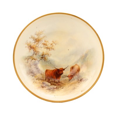 Lot JOHN STINTON A FINE ROYAL WORCESTER PEDESTAL DISH