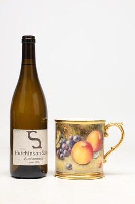 Lot A 20TH CENTURY ROYAL WORCESTER FRUIT PAINTED MUG BY STEPHEN WESTON