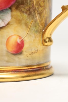 Lot A 20TH CENTURY ROYAL WORCESTER FRUIT PAINTED MUG BY STEPHEN WESTON