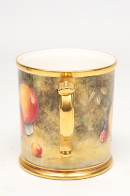 Lot A 20TH CENTURY ROYAL WORCESTER FRUIT PAINTED MUG BY STEPHEN WESTON