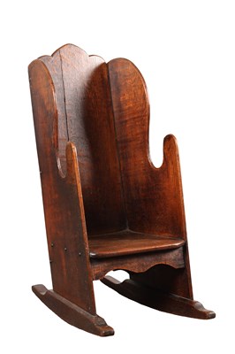 Lot AN EARLY 19TH CENTURY OAK CHILD'S ROCKING CHAIR