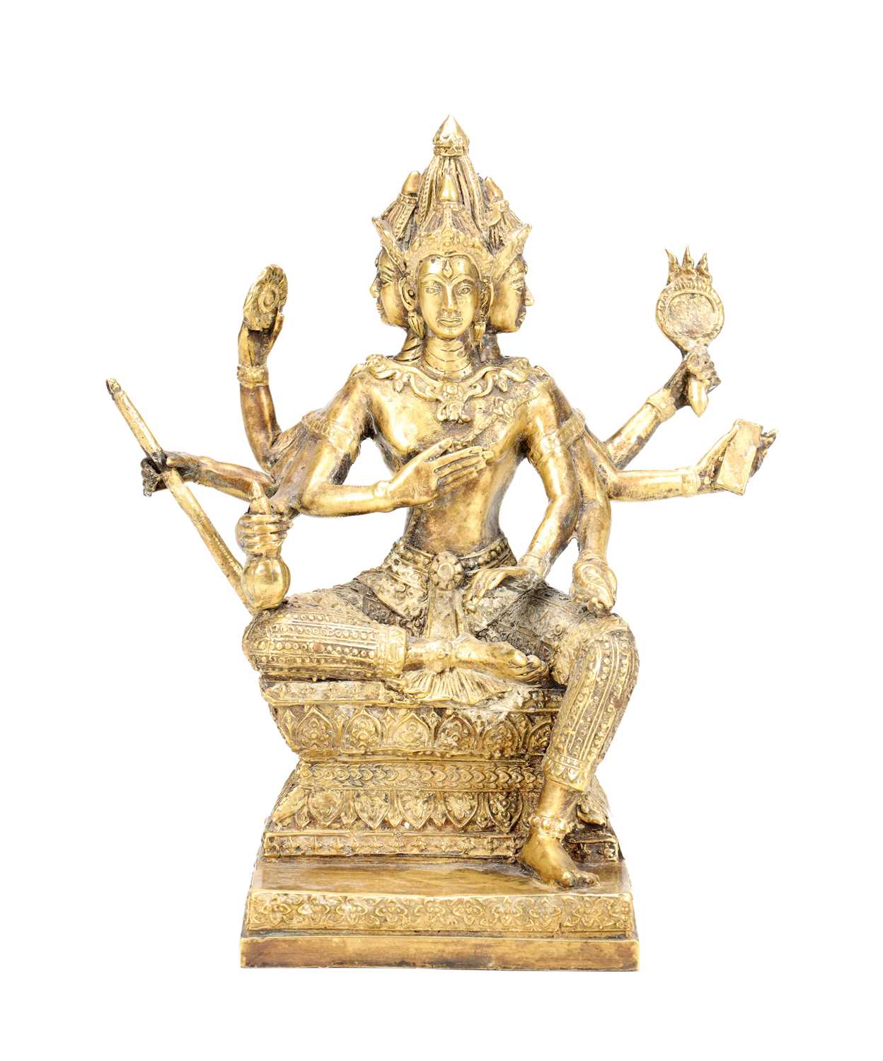 Lot AN 18TH/20TH CENTURY THAI GILT BRONZE BRAHMA FIGURE