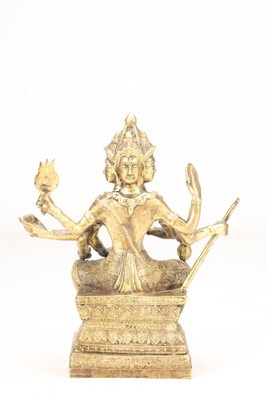Lot AN 18TH/20TH CENTURY THAI GILT BRONZE BRAHMA FIGURE