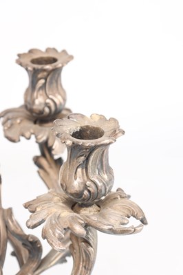Lot AN ART NOUVEAU SILVER PLATED FIVE-LIGHT CANDELABRUM