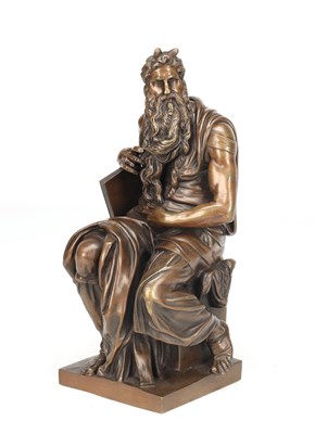 Lot AFTER MICHELANGELO A 19TH CENTURY BRONZE FIGURE OF MOSES CAST BY SANSON