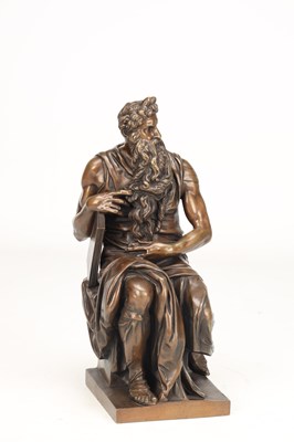 Lot AFTER MICHELANGELO A 19TH CENTURY BRONZE FIGURE OF MOSES CAST BY SANSON