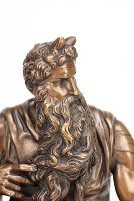 Lot AFTER MICHELANGELO A 19TH CENTURY BRONZE FIGURE OF MOSES CAST BY SANSON
