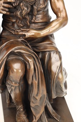 Lot AFTER MICHELANGELO A 19TH CENTURY BRONZE FIGURE OF MOSES CAST BY SANSON