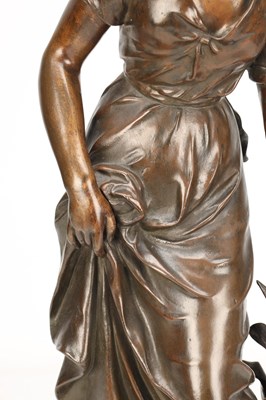 Lot SYLVAIN KINSBURGER (FRENCH 1855-1935) A PATINATED BRONZE FIGURE OF A YOUNG WOMAN WITH A FLOWER