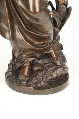 Lot SYLVAIN KINSBURGER (FRENCH 1855-1935) A PATINATED BRONZE FIGURE OF A YOUNG WOMAN WITH A FLOWER
