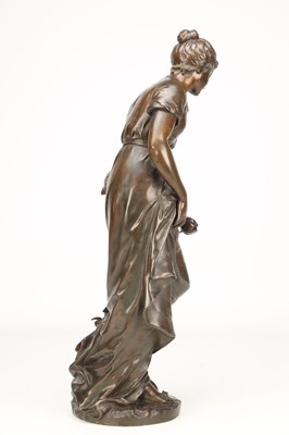 Lot SYLVAIN KINSBURGER (FRENCH 1855-1935) A PATINATED BRONZE FIGURE OF A YOUNG WOMAN WITH A FLOWER