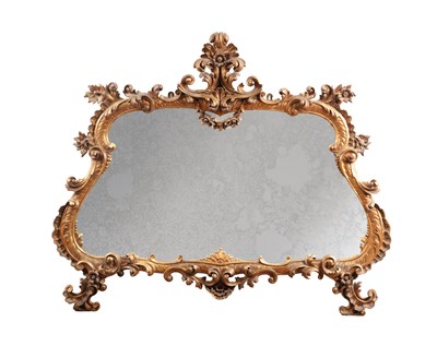 Lot A 19TH CENTURY ITALIAN CARVED GILTWOOD OVERMANTEL MIRROR