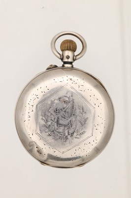 Lot A SWISS SILVER OPEN FACED CHRONOGRAPH POCKET WATCH