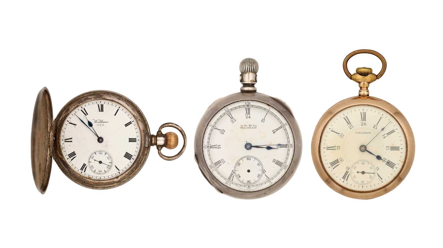 Lot THREE AMERICAN WALTHAM POCKET WATCHES