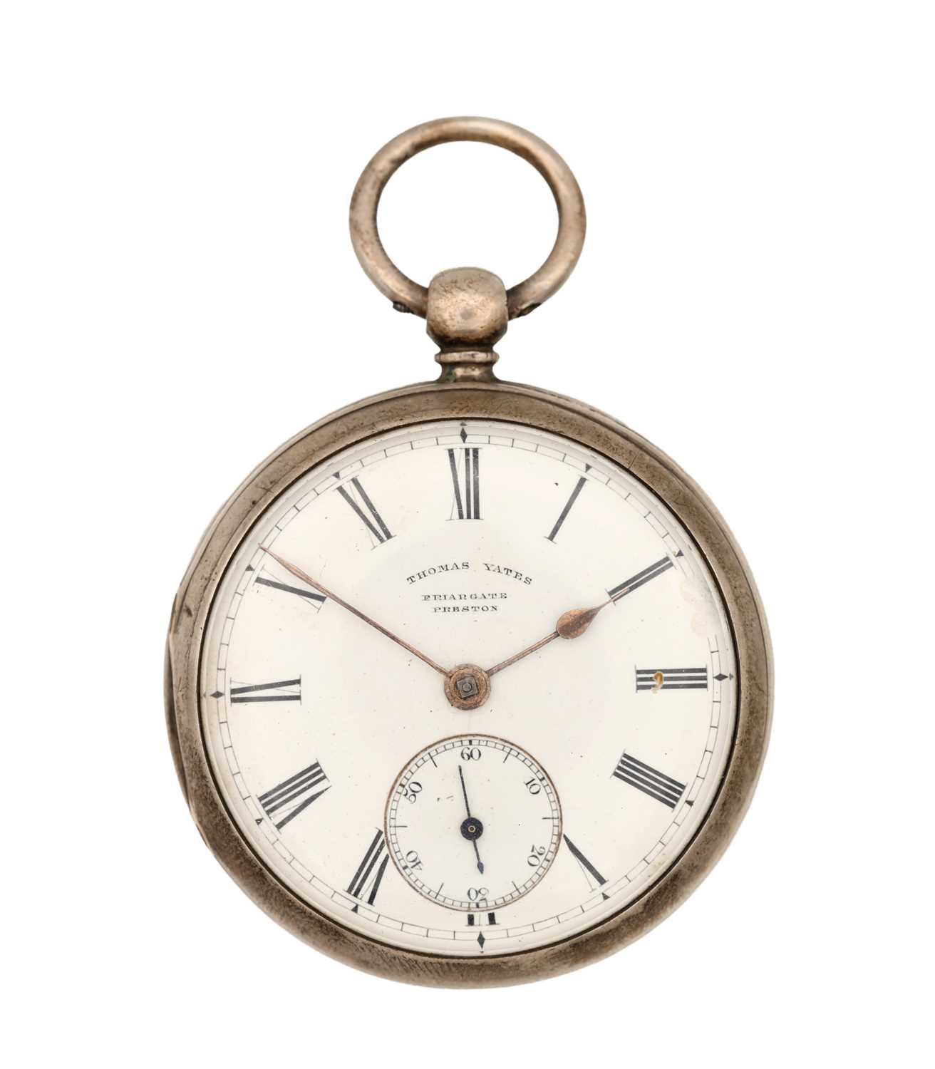 Lot THOMAS YATES, PRESTON. A LATE 19TH CENTURY SILVER OPEN FACED FUSEE POCKET WATCH