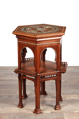 Lot A LATE 19TH CENTURY ANGLO INDIAN IVORY AND MOTHER-OF-PEARL INLAID TABLE