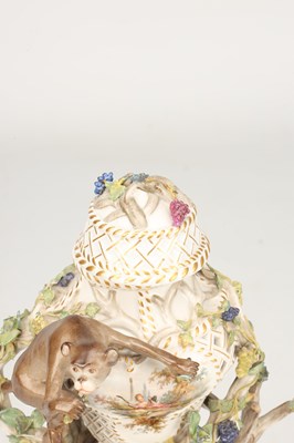 Lot A 19TH CENTURY MEISSEN PORCELAIN FIGURAL POT-POURRI VASE AND COVER