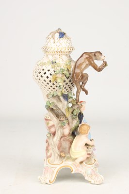 Lot A 19TH CENTURY MEISSEN PORCELAIN FIGURAL POT-POURRI VASE AND COVER